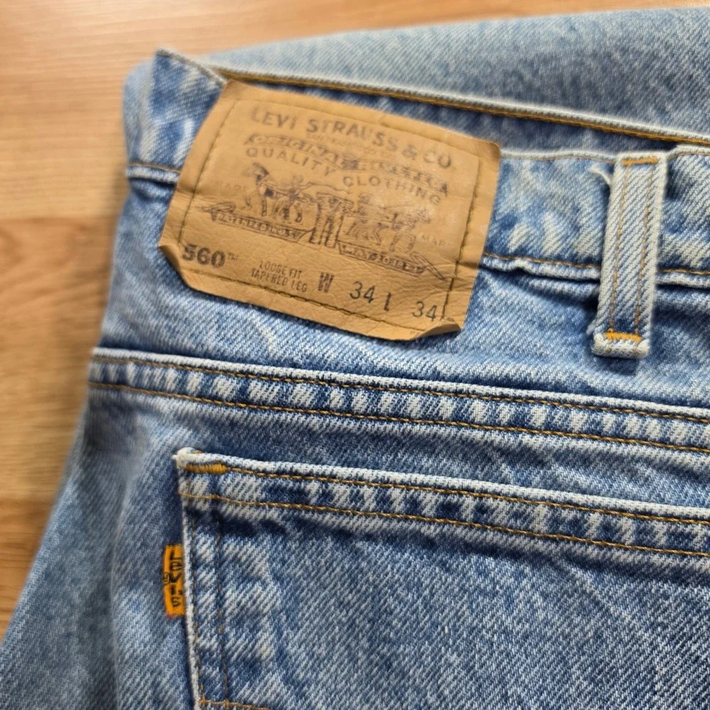 Levi's 560 Jeans Mens 34x34 Light Wash Orange Tab Loose Fit Tapered Leg Vintage